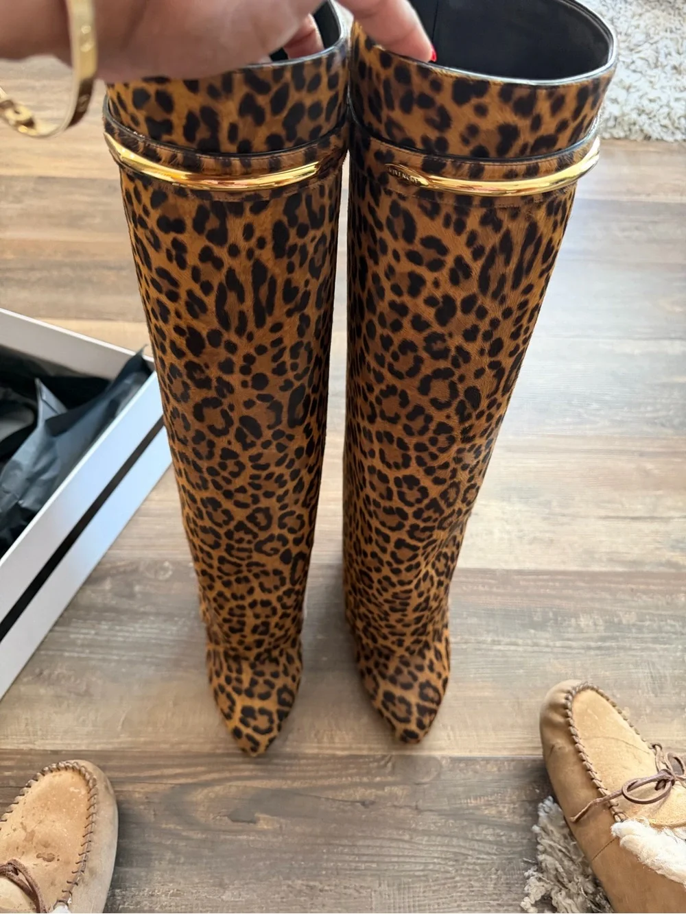 Givenchy Shark Pinch Boots in Leopard Pony-Effect Leather